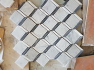 Carrara Putih Kamar Mandi Marmer Mosaik Ubin Chevron Pola SGS Standar