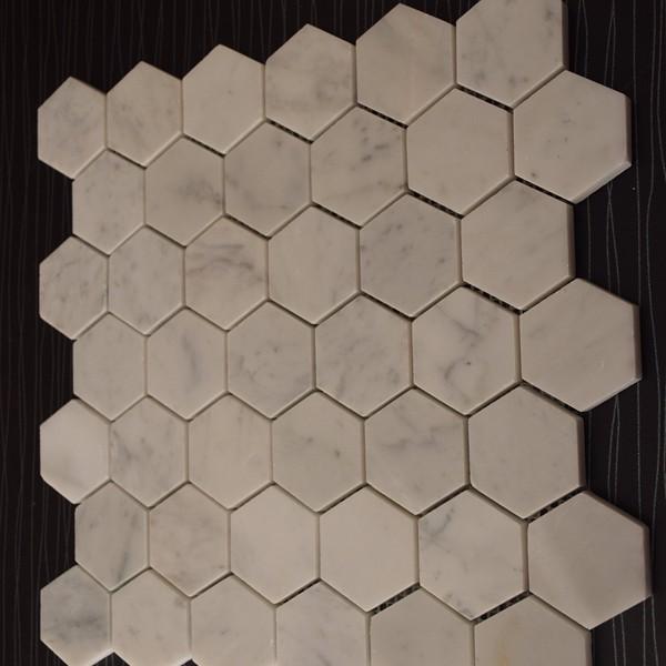 marmer putih, hexagon mosic