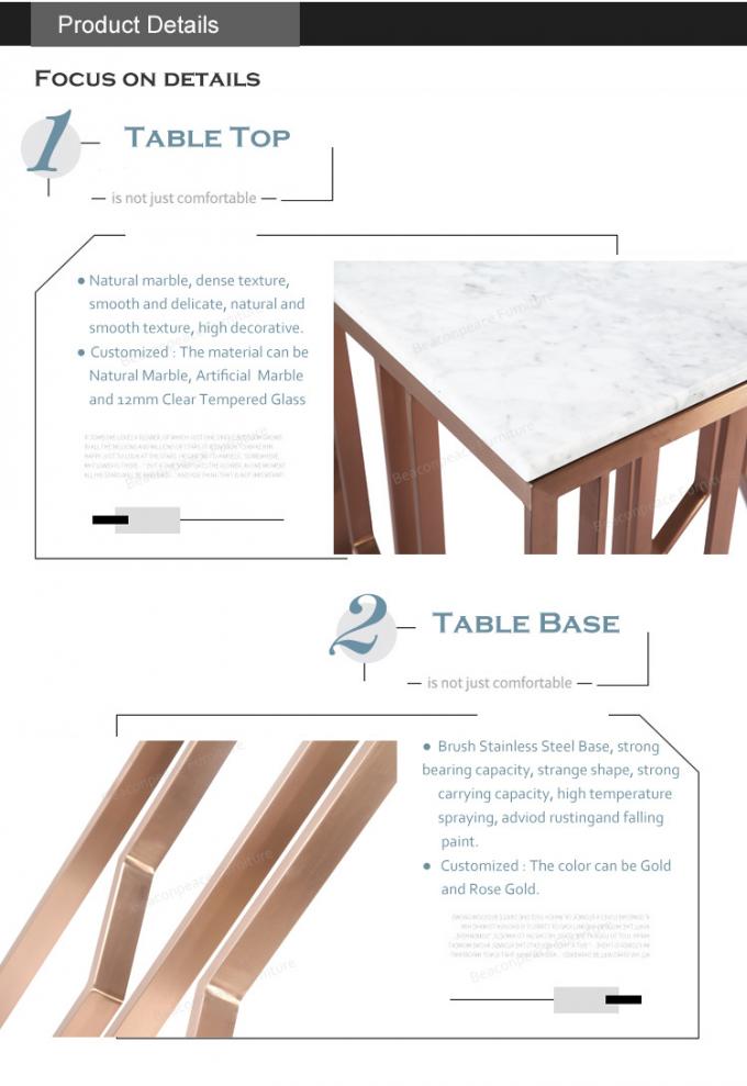 Bingkai Stainless Steel Carranza White Marble Table Top