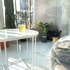 Sederhana Countertops Batu Marmer Putaran Puncak Meja Makan Untuk Perhotelan Furniture
