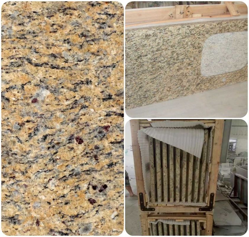 Venetian Gold Solid Granite Worktops Untuk Kamar Mandi Vanity / Dapur