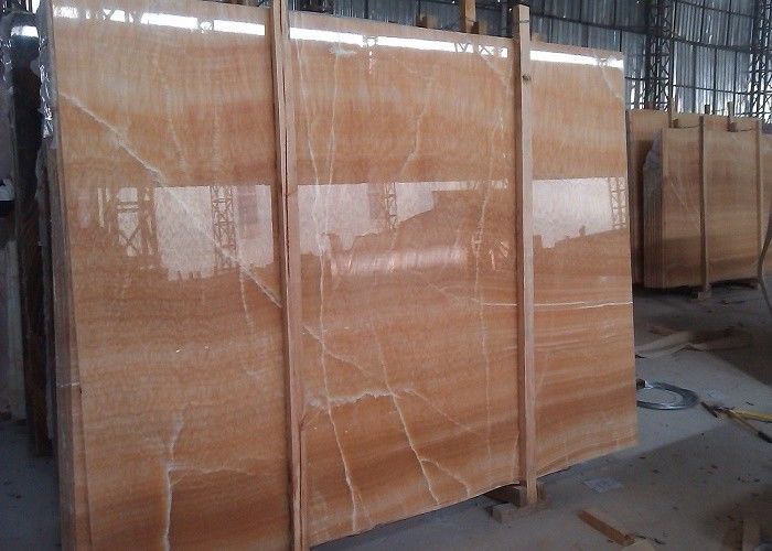 Marmer Batu Alam Lembaran Panel Permukaan Dipoles Onyx Warna Tembus