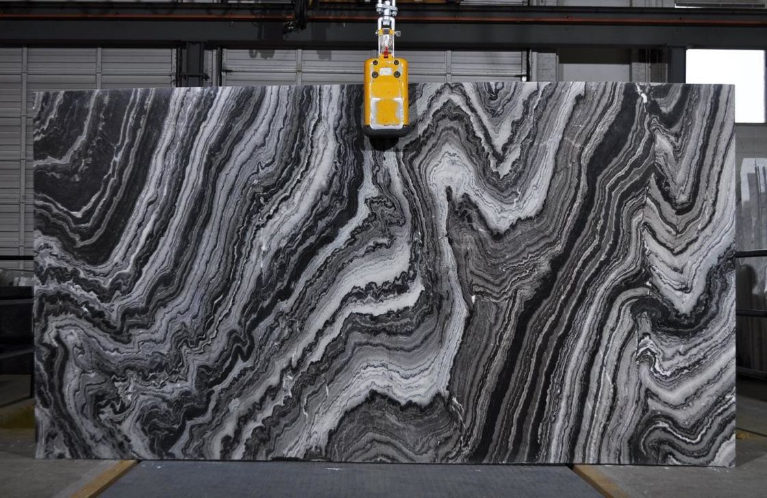 Semprotan Gelombang Sungai Hitam &amp;amp; Putih Natural Marble Tile Slab Untuk Desain Interior